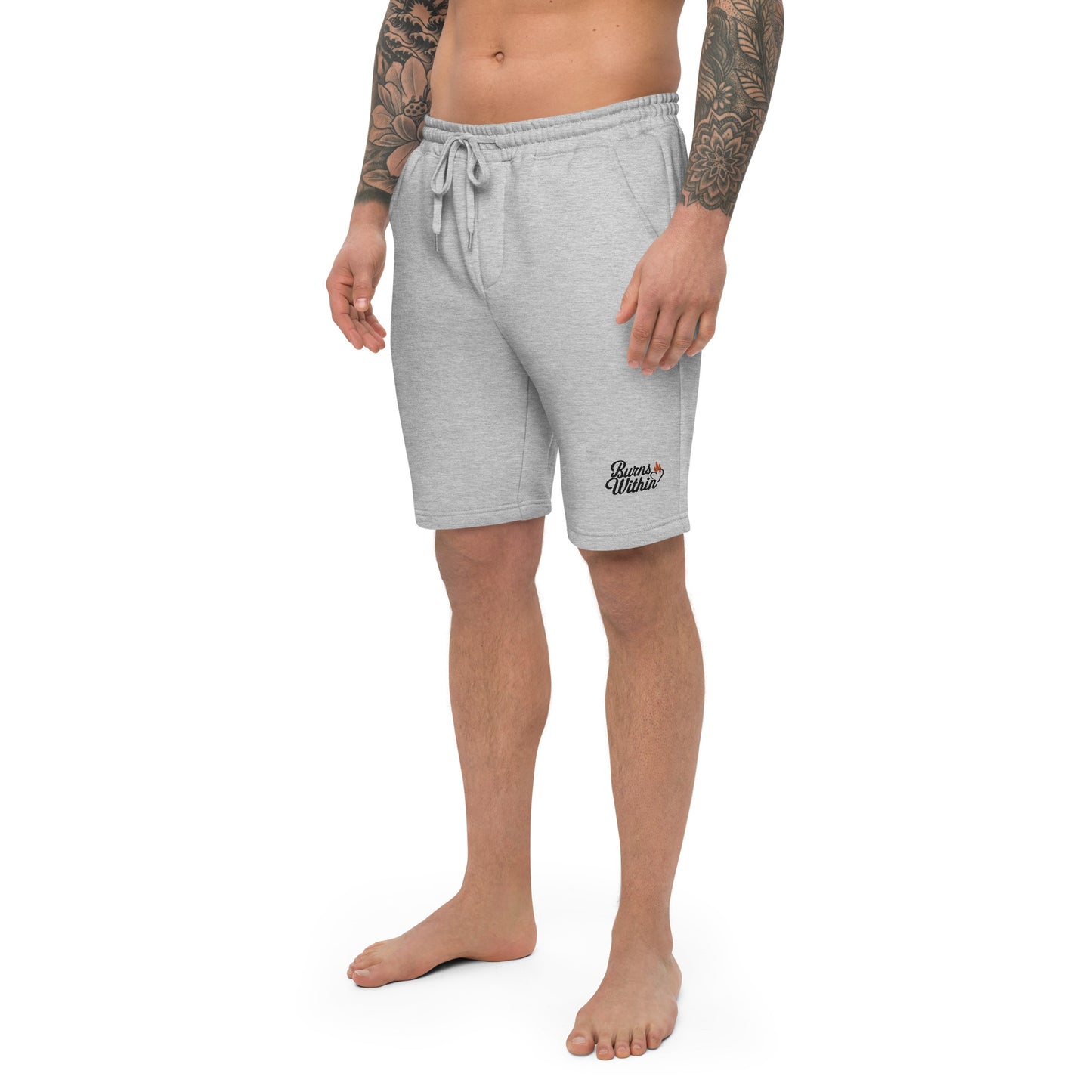 Burns Within Flaming Heart Embroidered Men's fleece shorts