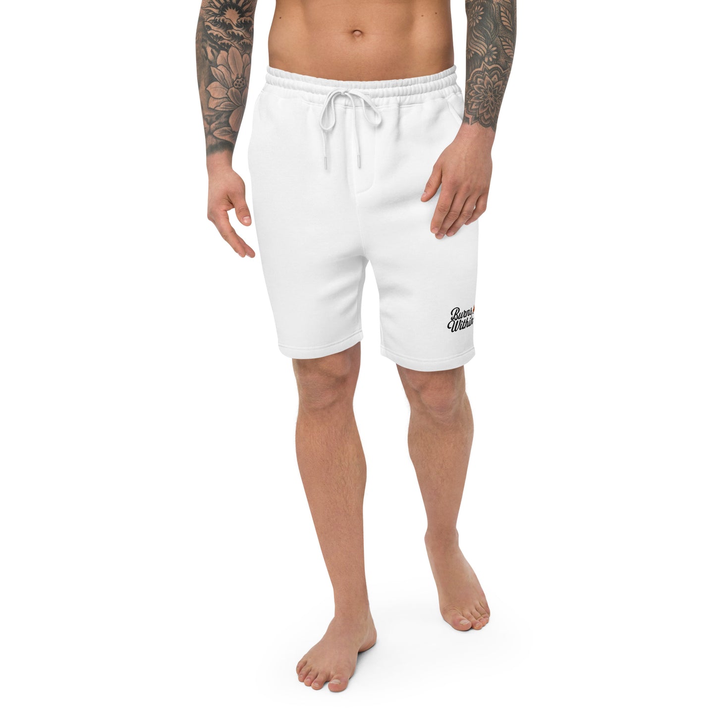 Burns Within Flaming Heart Embroidered Men's fleece shorts