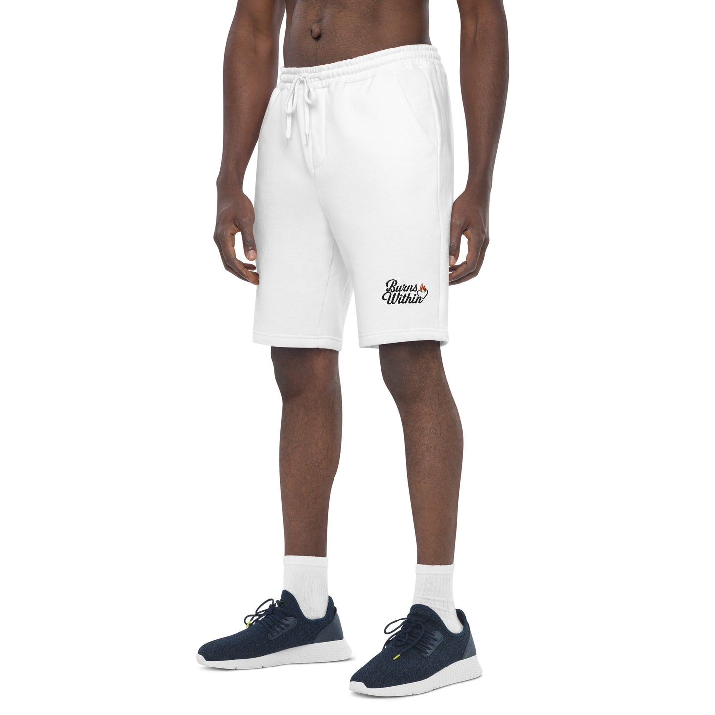 Burns Within Flaming Heart Embroidered Men's fleece shorts