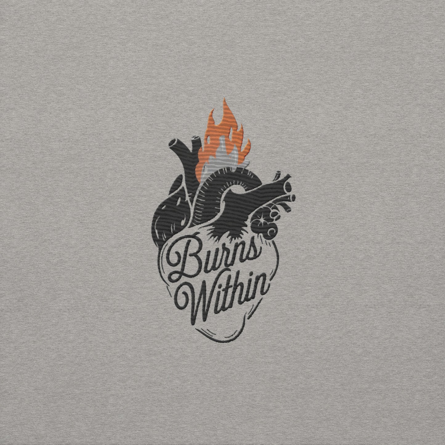Burning Heart Embroidered Unisex Premium Sweatshirt
