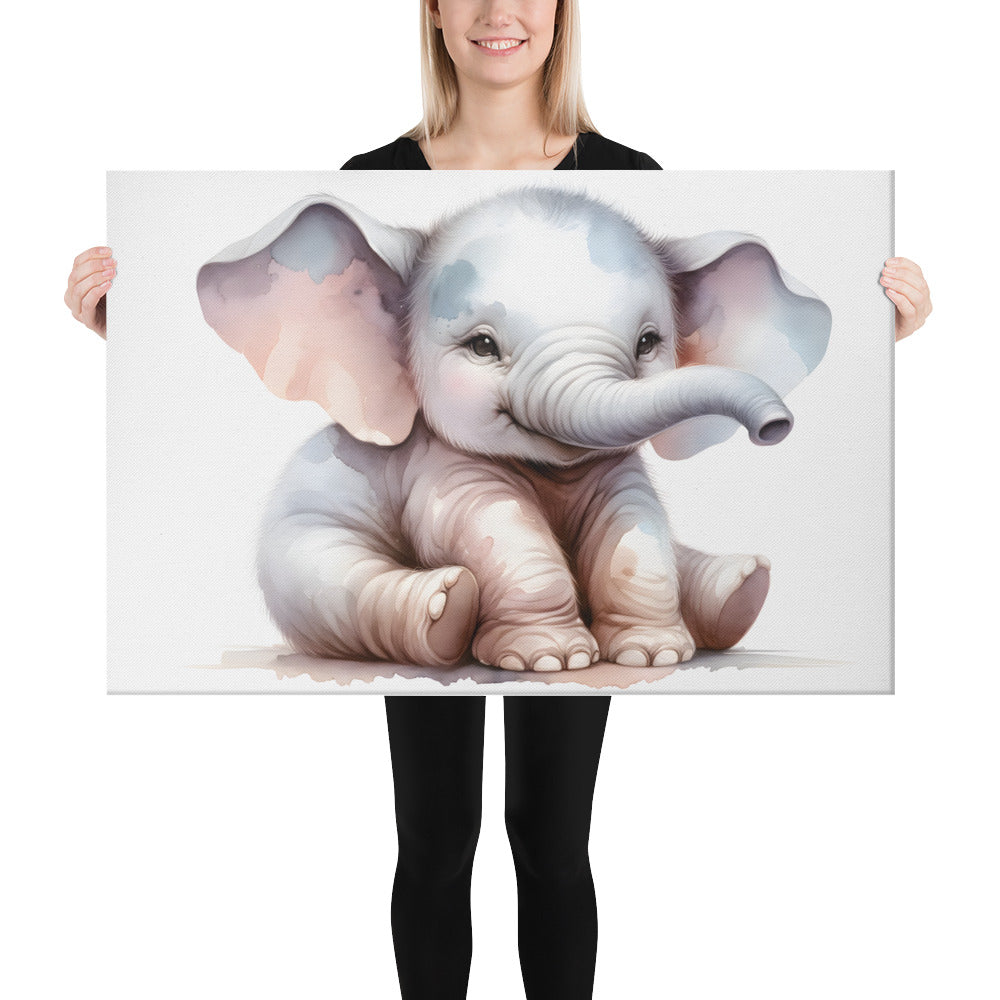 Baby Elephant in Watercolors Canvas Print