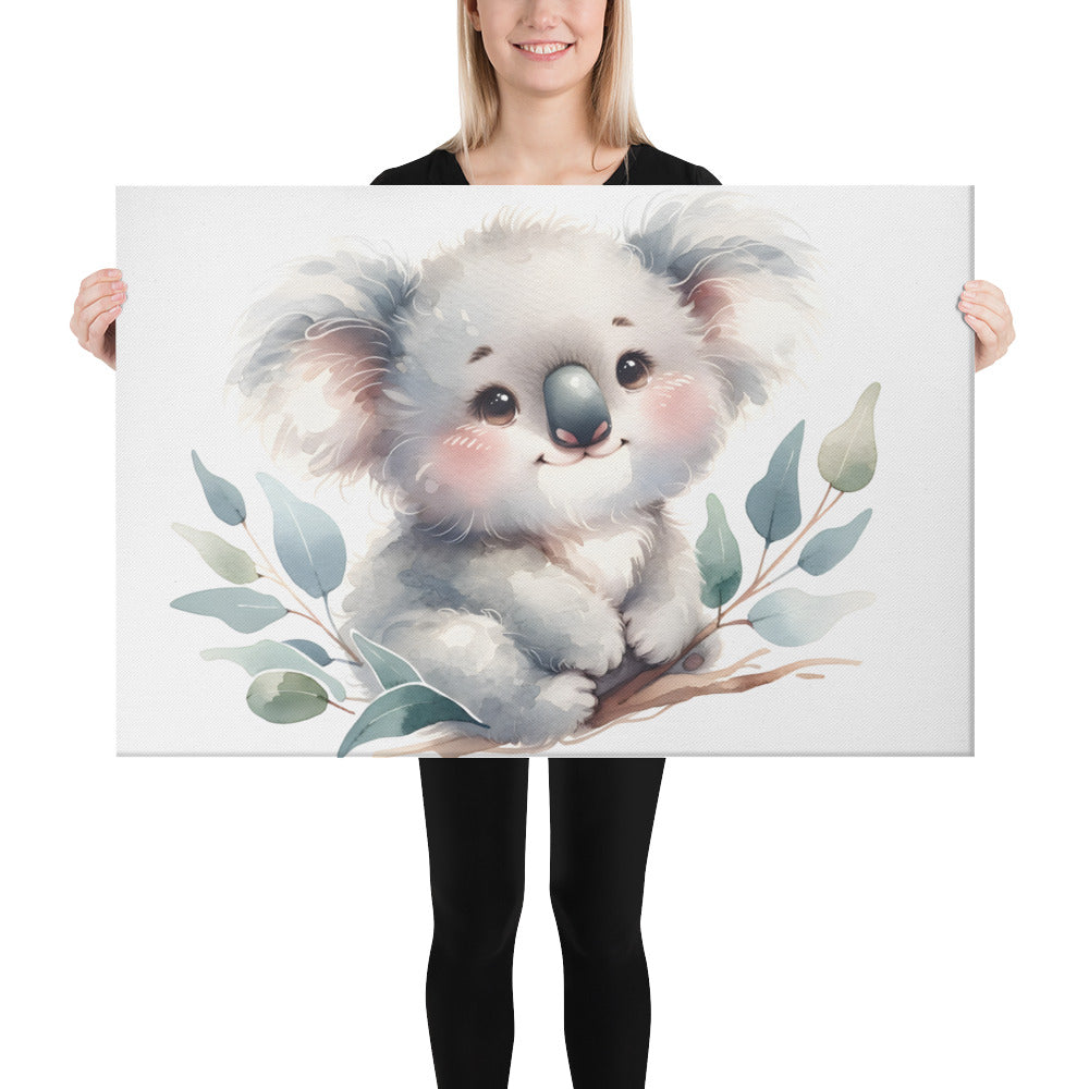 Baby Koala in Watercolors Canvas Print