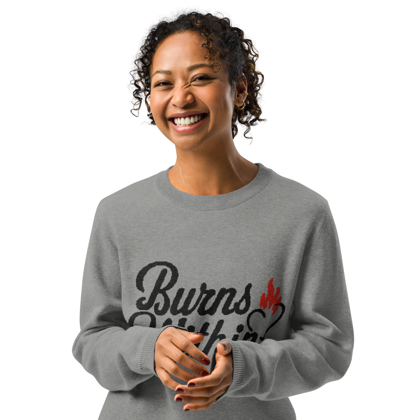 Burns Within Flaming Heart Big Logo Knitted Crew Neck Sweater