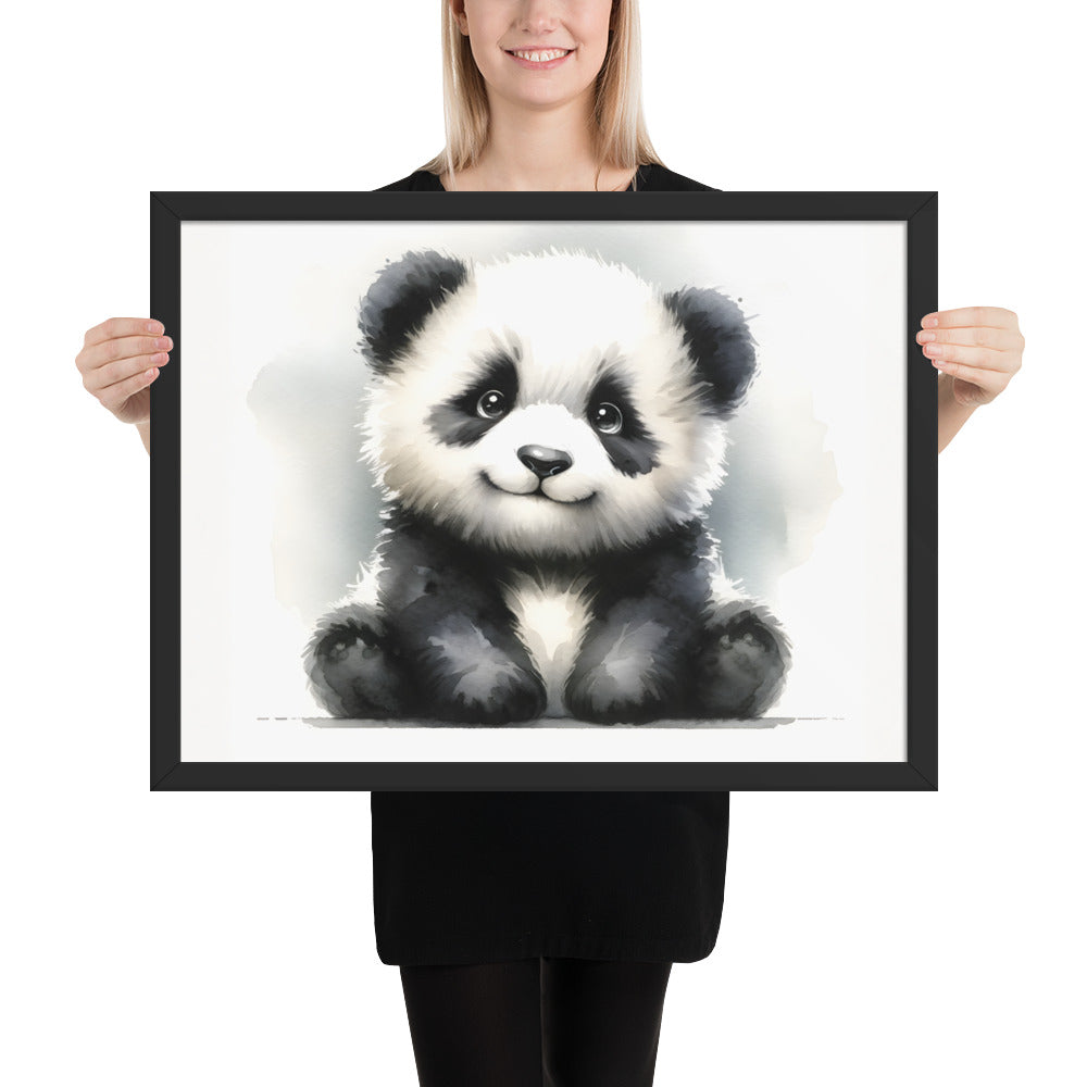 Baby Panda in Watercolors Framed Poster