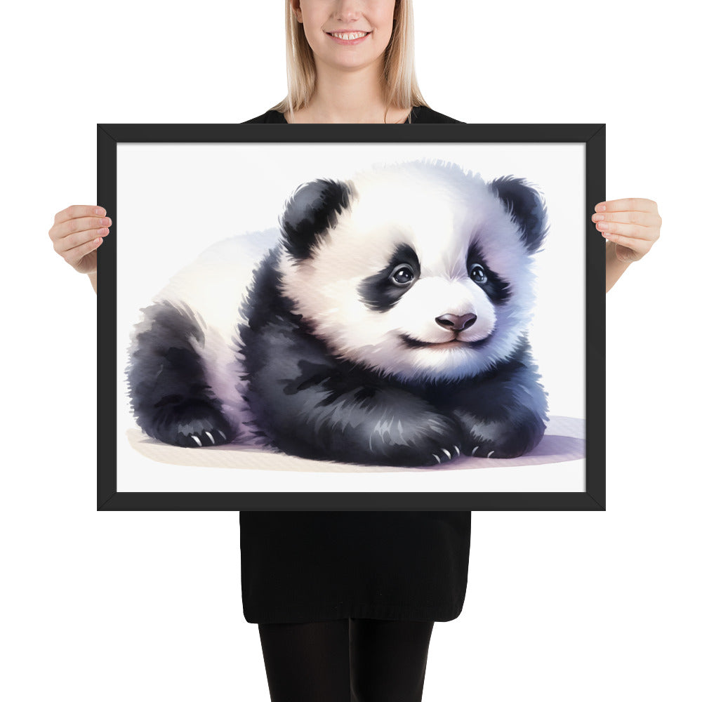 Baby Panda in Watercolors Framed Poster Var2