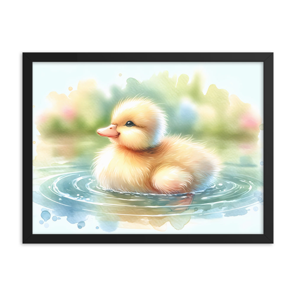 Baby Duck Duckling in Watercolors Framed Poster