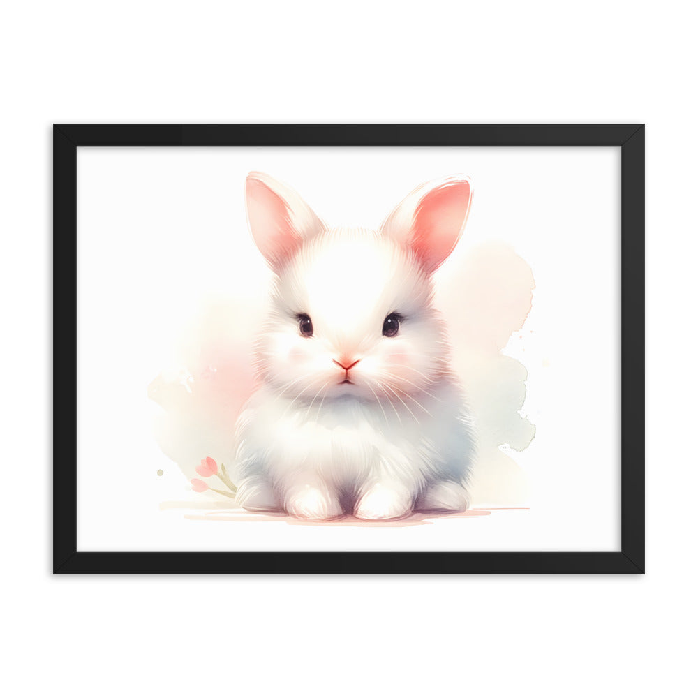 Baby Rabbit Bunny in Watercolors Framed Poster