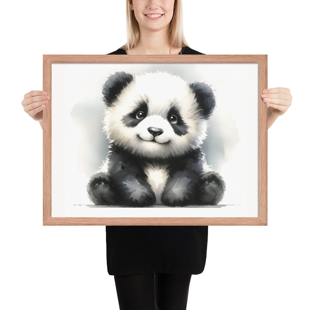 Baby Panda in Watercolors Framed Poster