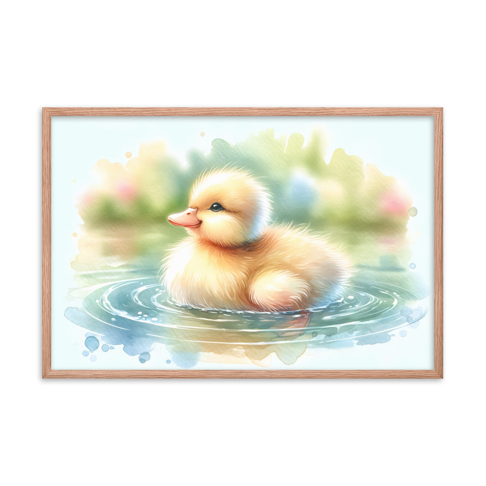 Baby Duck Duckling in Watercolors Framed Poster