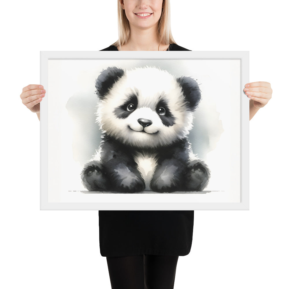 Baby Panda in Watercolors Framed Poster