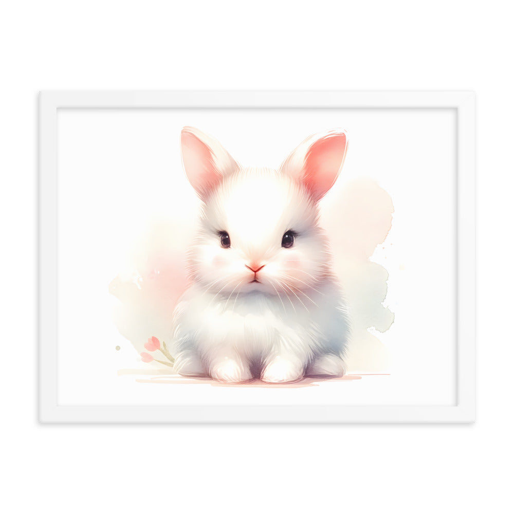 Baby Rabbit Bunny in Watercolors Framed Poster