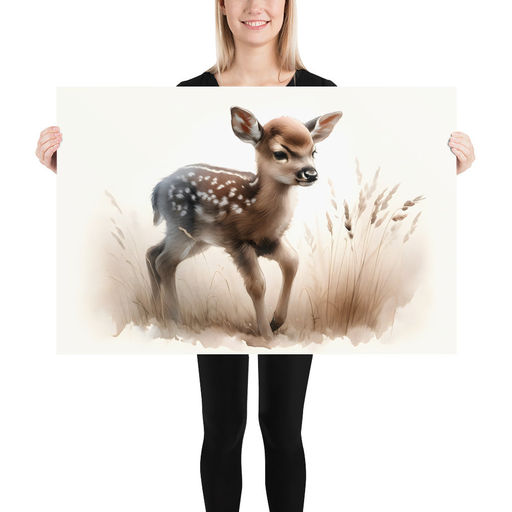 Baby Deer Fawn in Watercolors Print