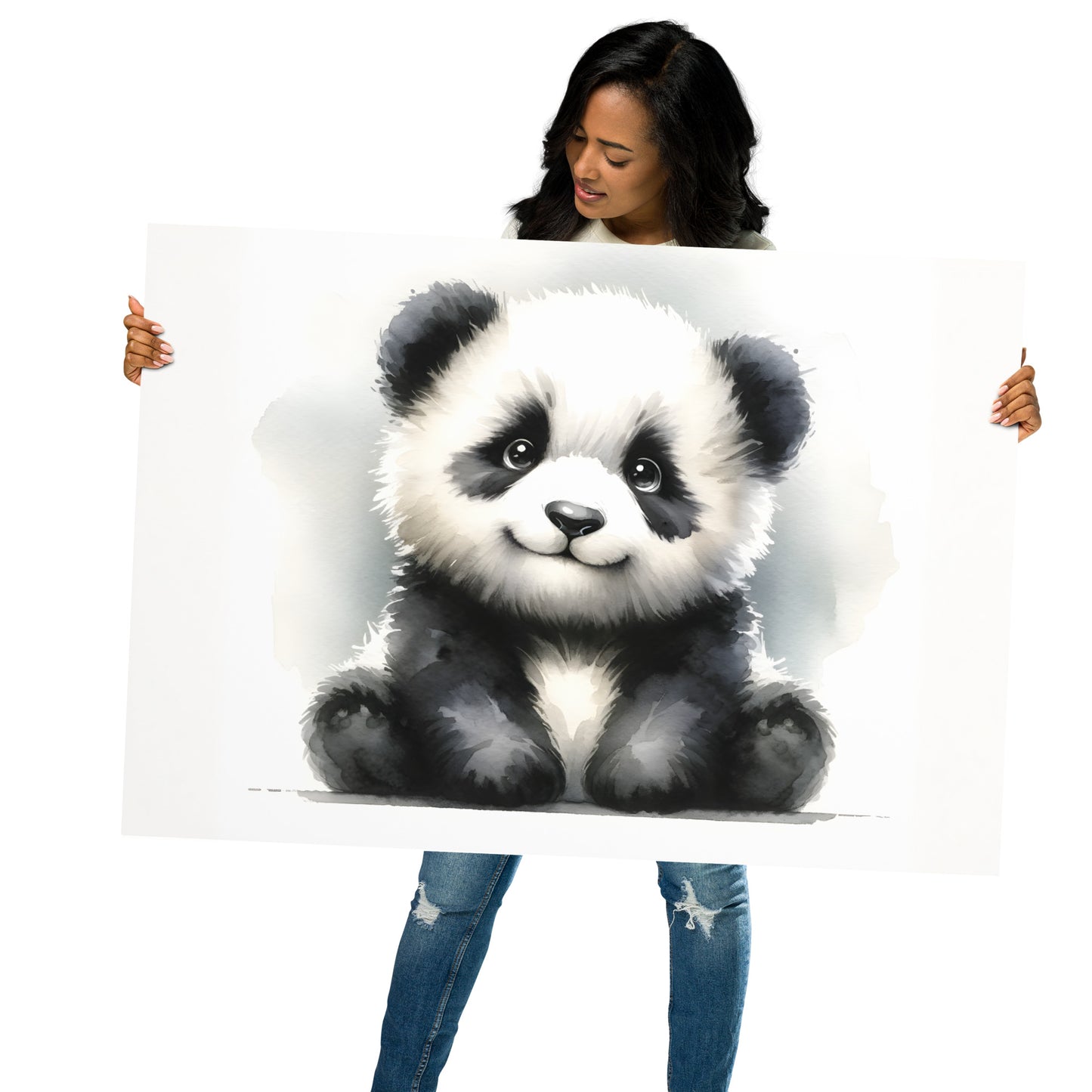 Baby Panda in Watercolors Poster