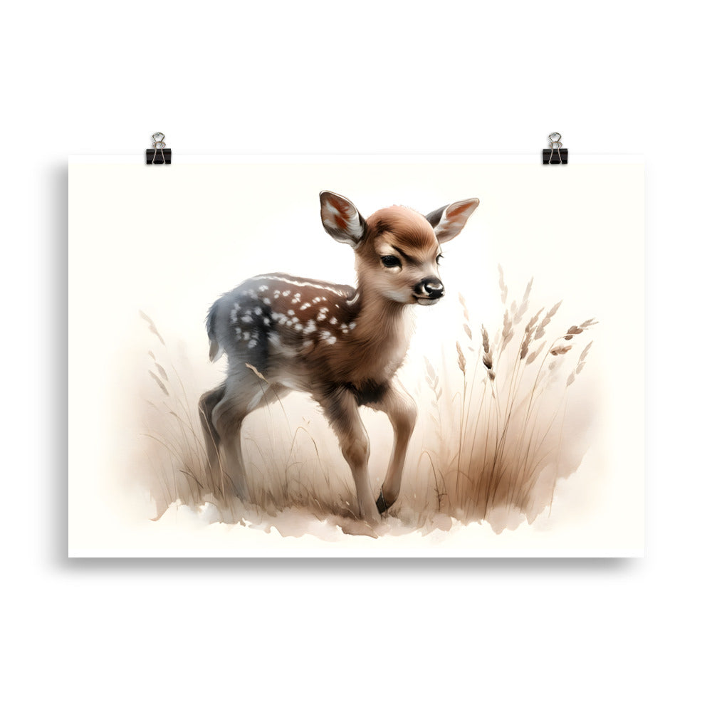 Baby Deer Fawn in Watercolors Poster