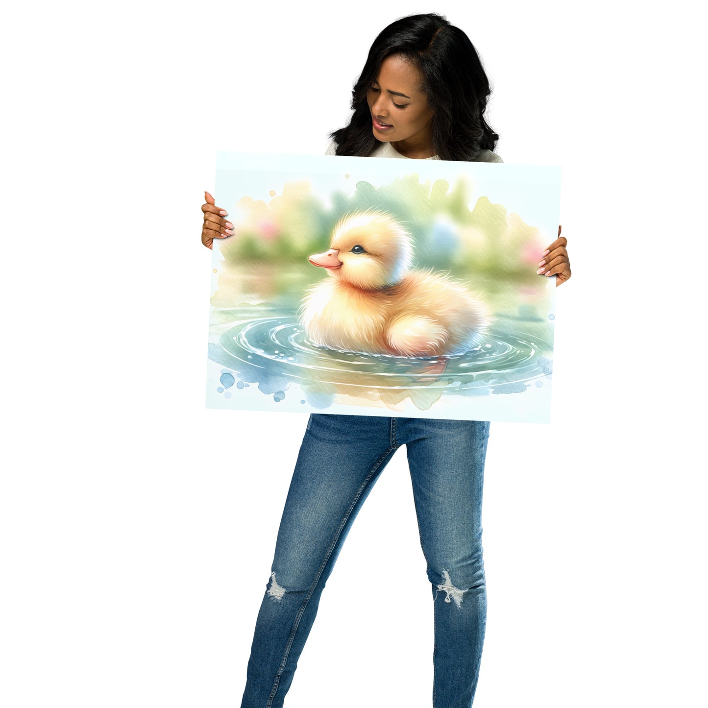 Baby Duck Duckling in Watercolors Poster