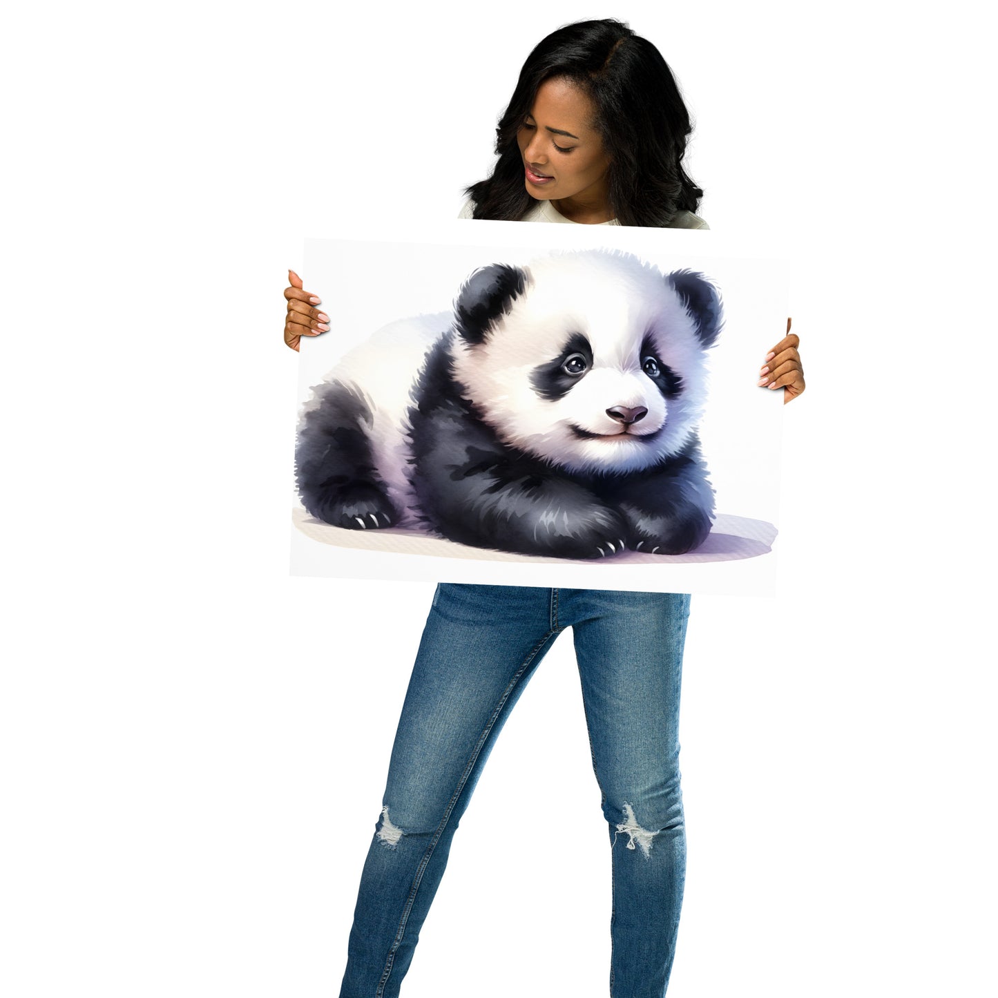 Baby Panda in Watercolors Poster Var2