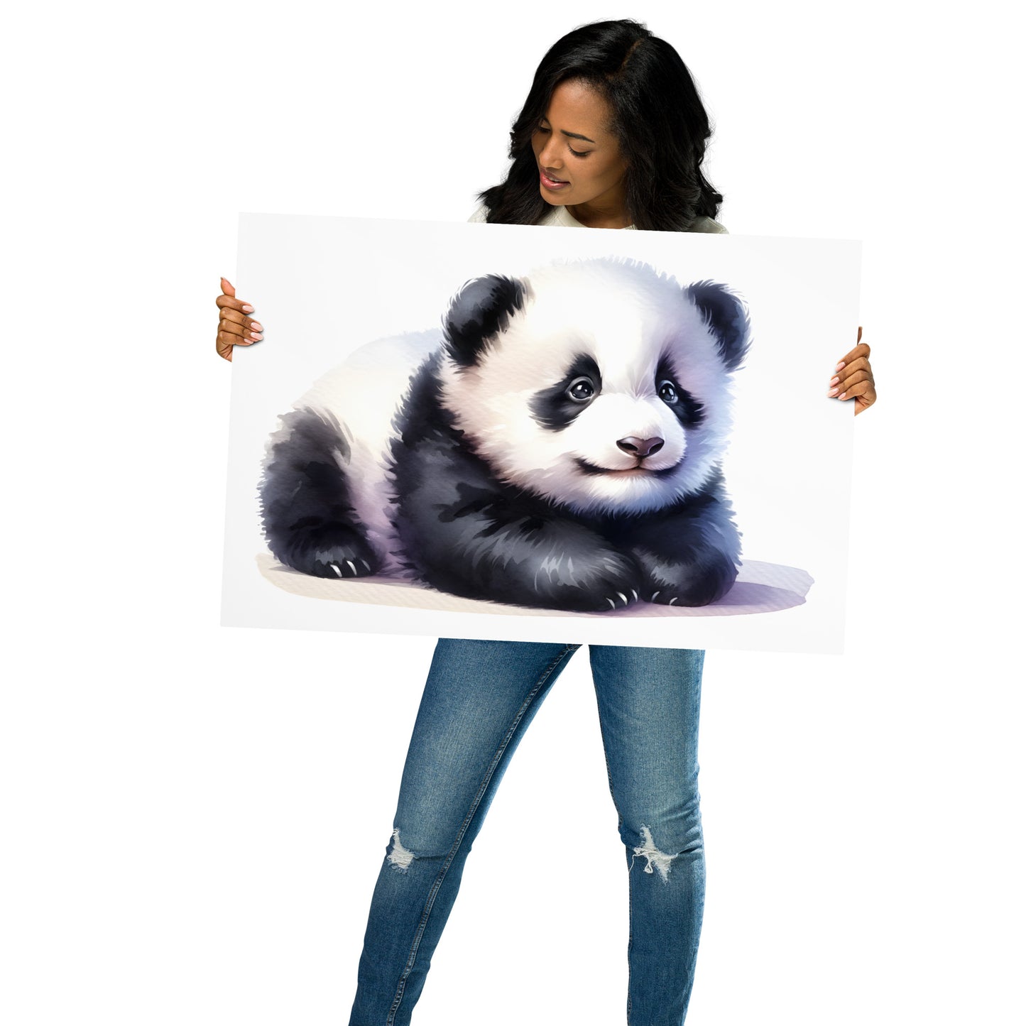 Baby Panda in Watercolors Poster Var2