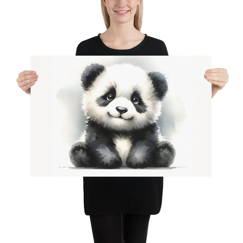 Baby Panda in Watercolors Poster