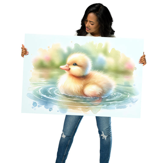 Baby Duck Duckling in Watercolors Poster