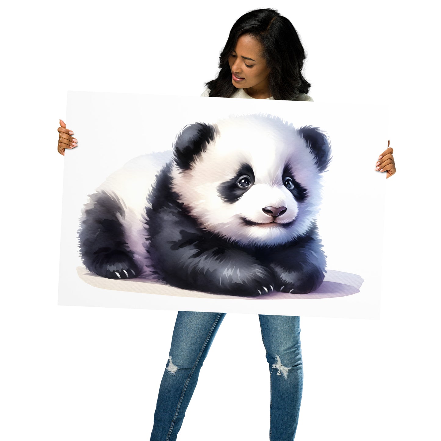 Baby Panda in Watercolors Poster Var2