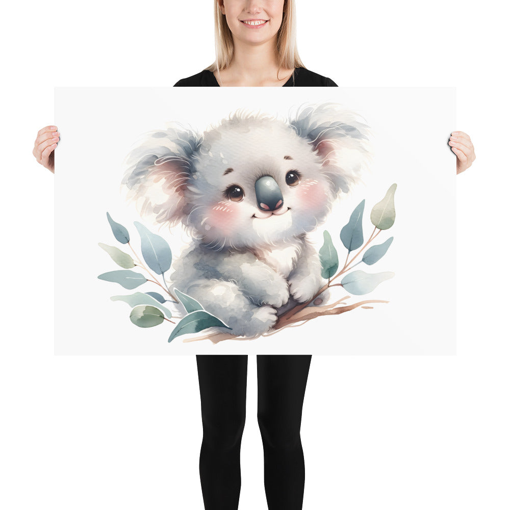 Baby Koala in Watercolors Poster Var2