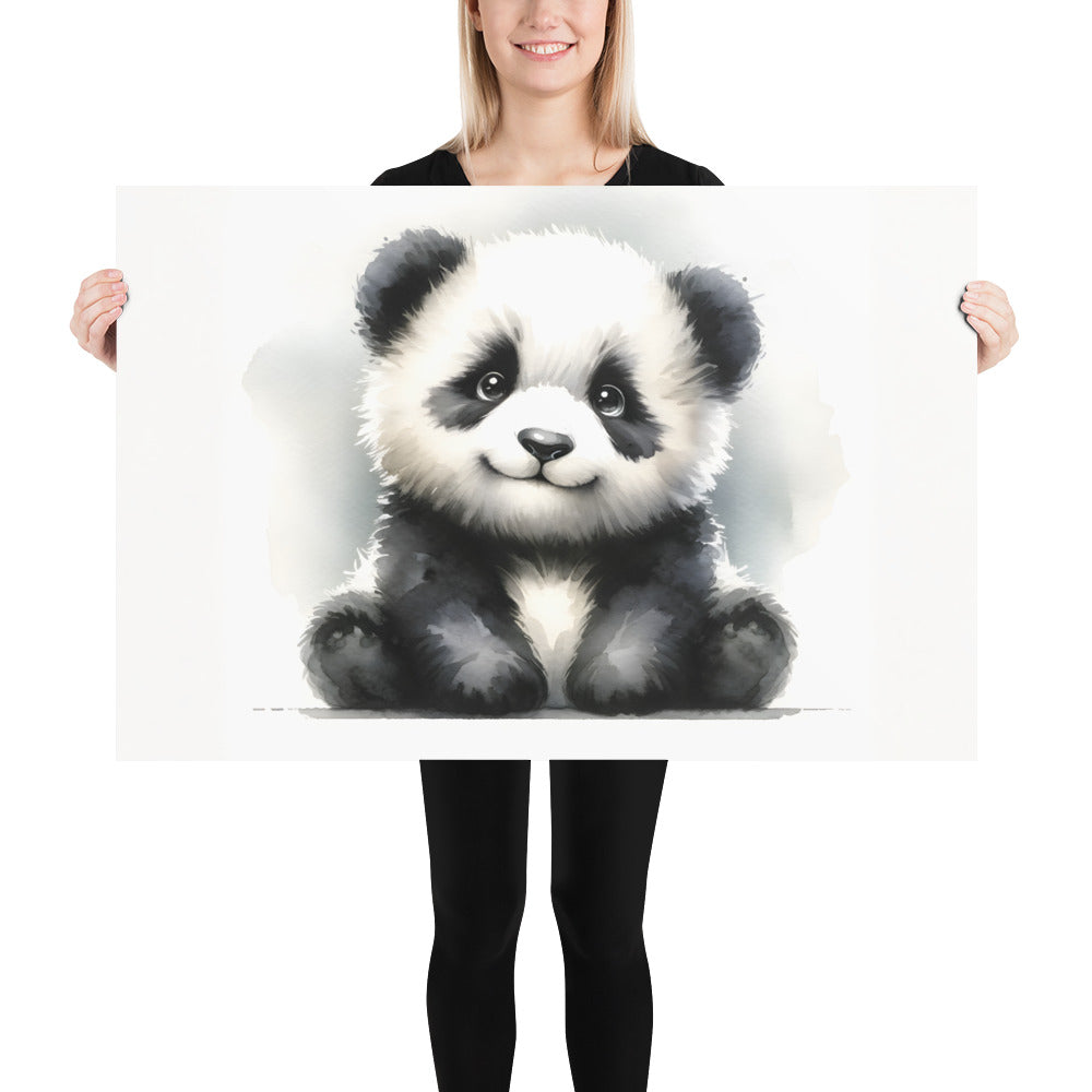 Baby Panda in Watercolors Poster