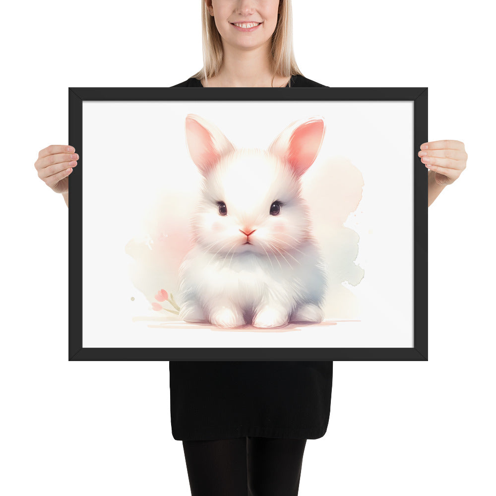 Baby Rabbit Bunny in Watercolors Framed Photo Paper Poster