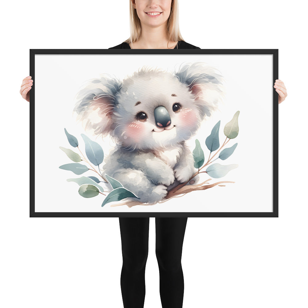 Baby Koala in Watercolors Framed Photo Paper Poster Var2