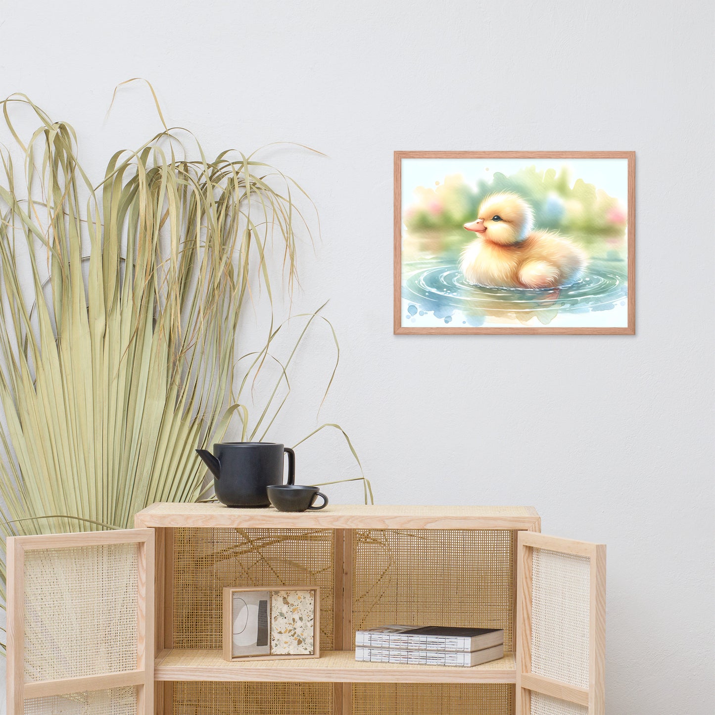 Baby Duck Duckling in Watercolors Framed Photo Paper Poster