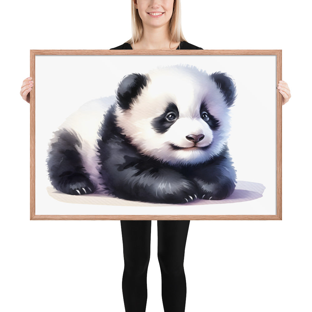 Baby Panda in Watercolors Framed Photo Paper Poster Var2