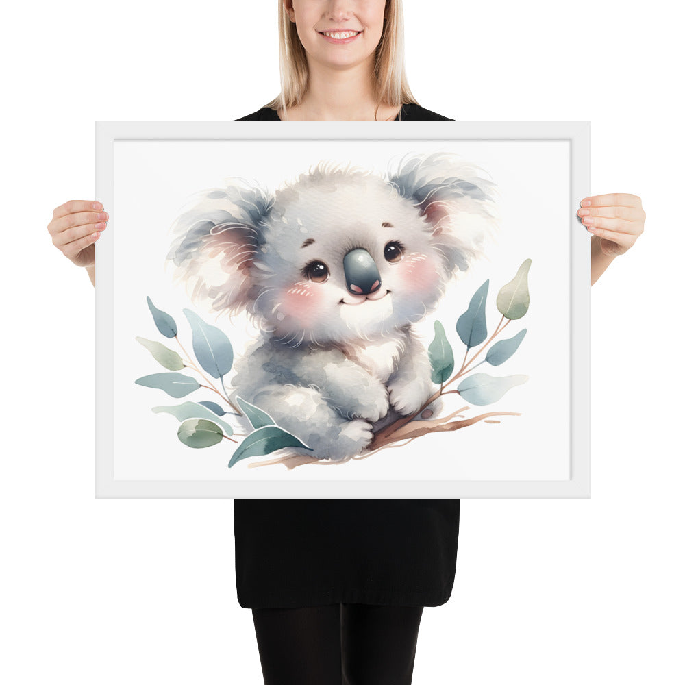 Baby Koala in Watercolors Framed Photo Paper Poster Var2