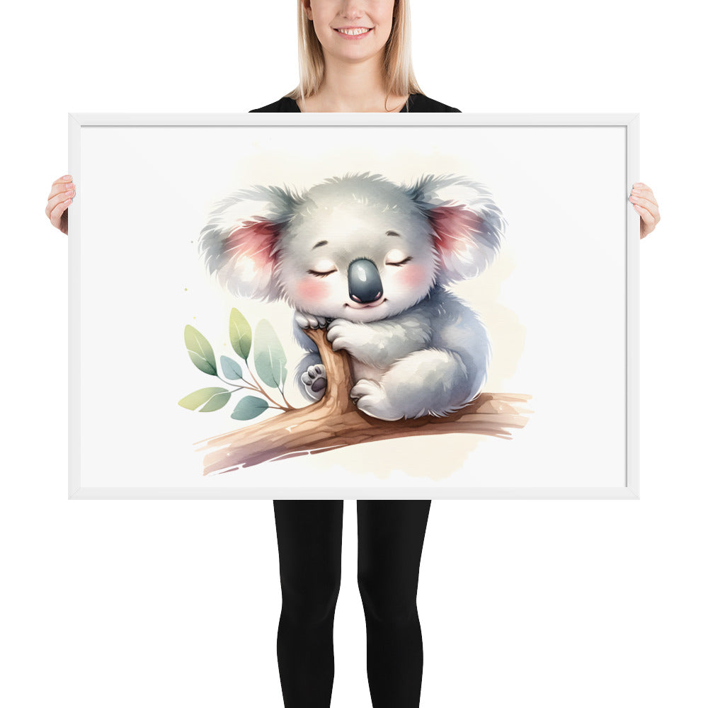 Baby Koala in Watercolors Framed Photo Paper Poster