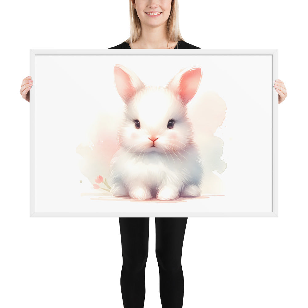 Baby Rabbit Bunny in Watercolors Framed Photo Paper Poster