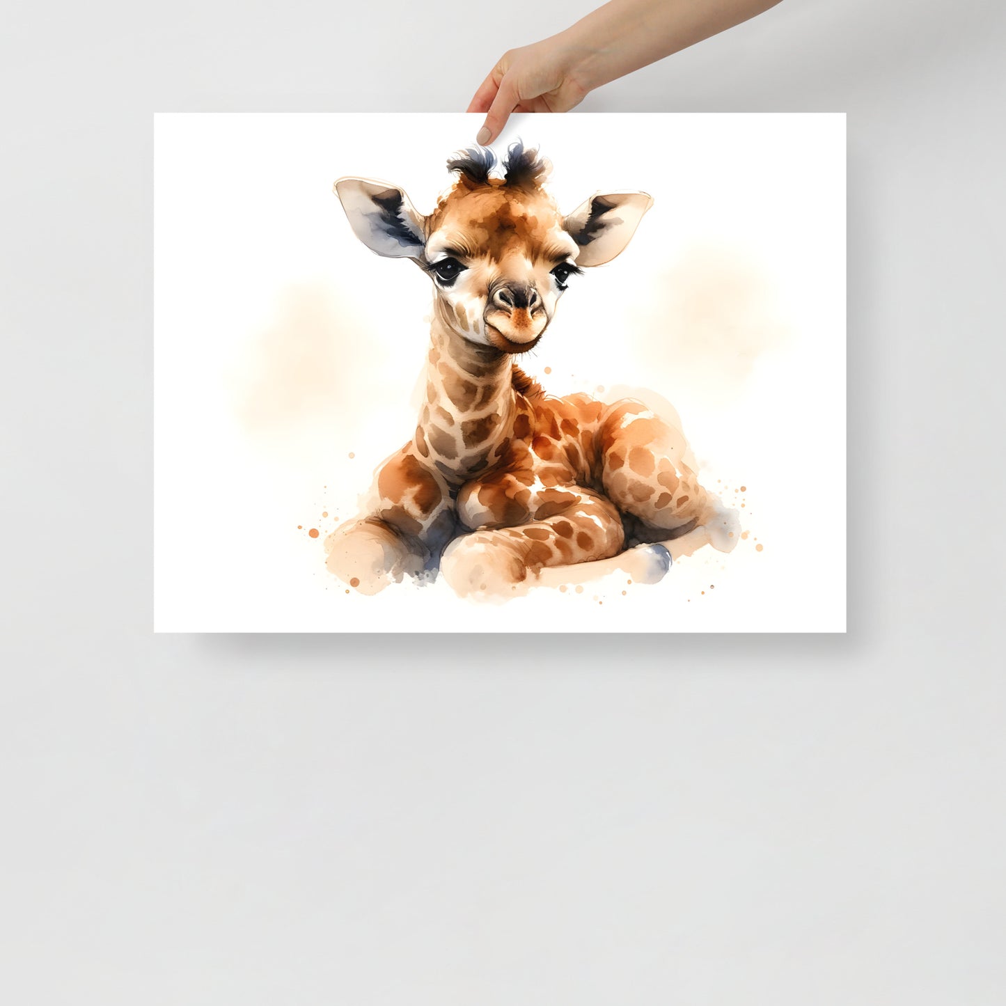 Baby Giraffe in Watercolors Photo Paper Poster