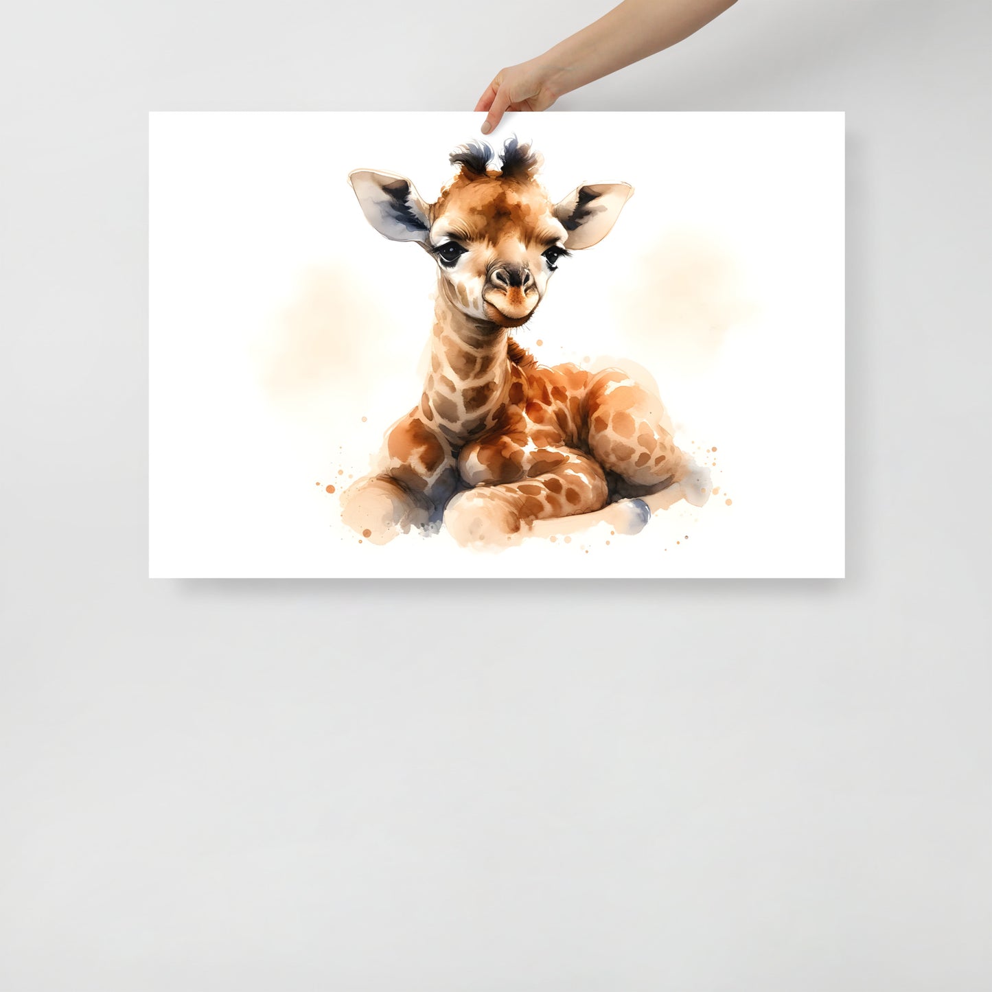 Baby Giraffe in Watercolors Photo Paper Poster