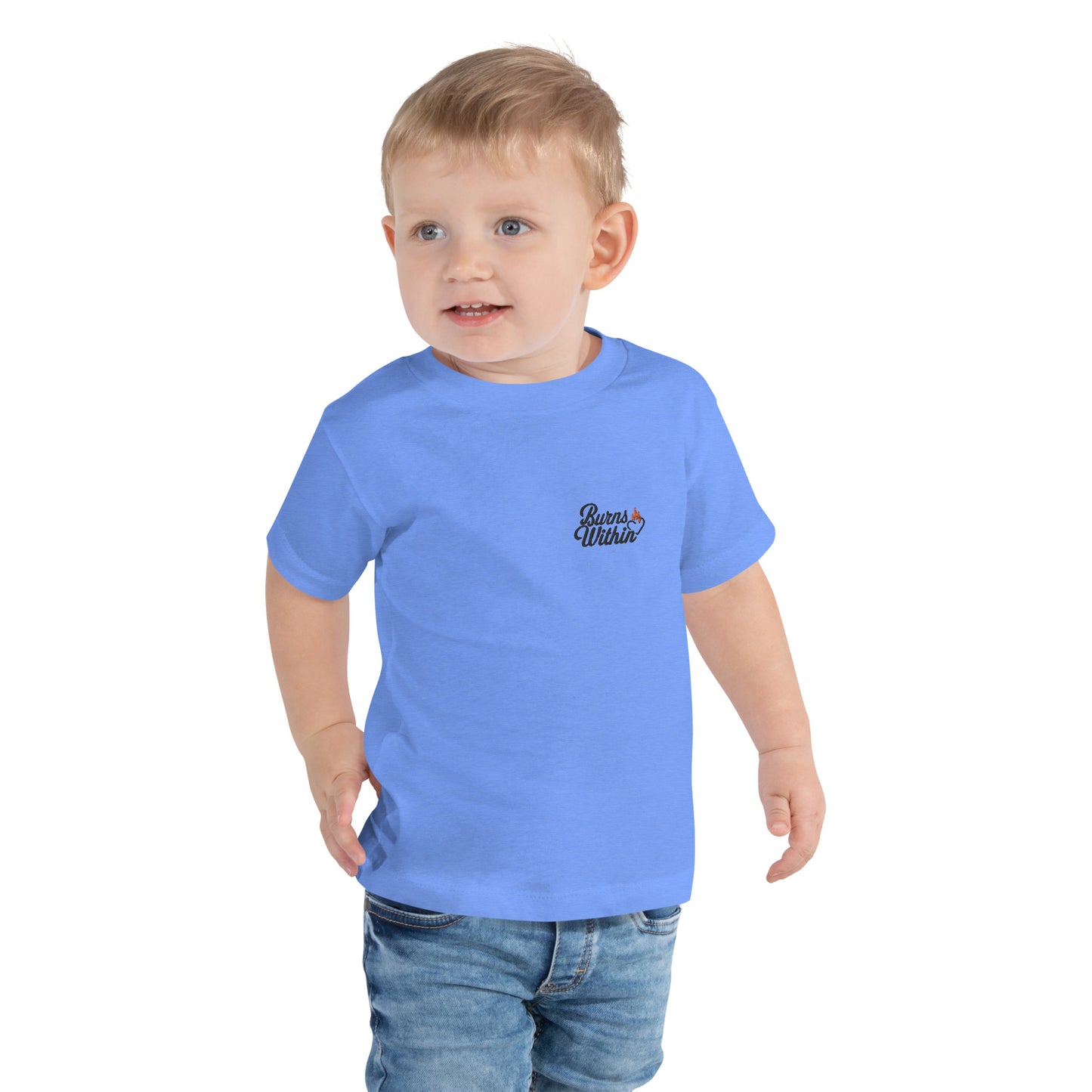 Burns Within Flaming Heart Embroidered Toddler Short Sleeve Tee