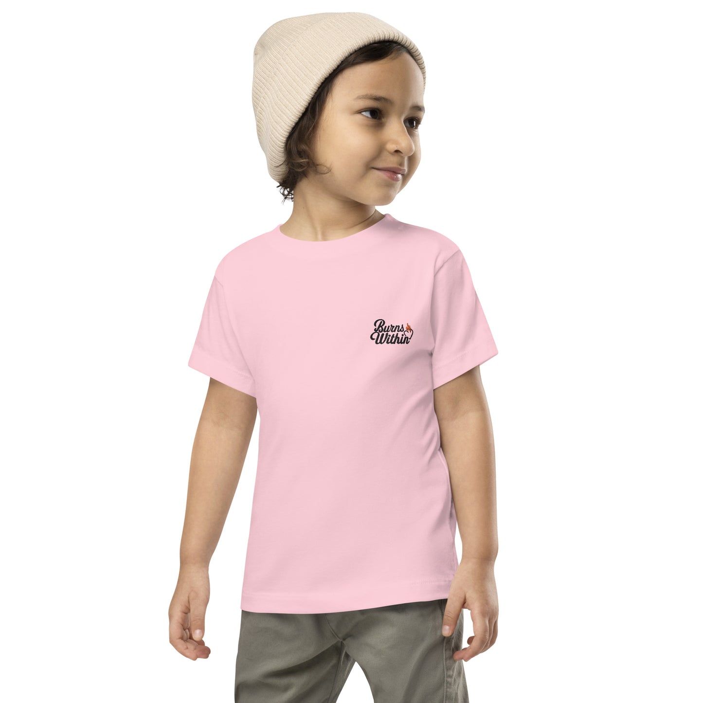 Burns Within Flaming Heart Embroidered Toddler Short Sleeve Tee