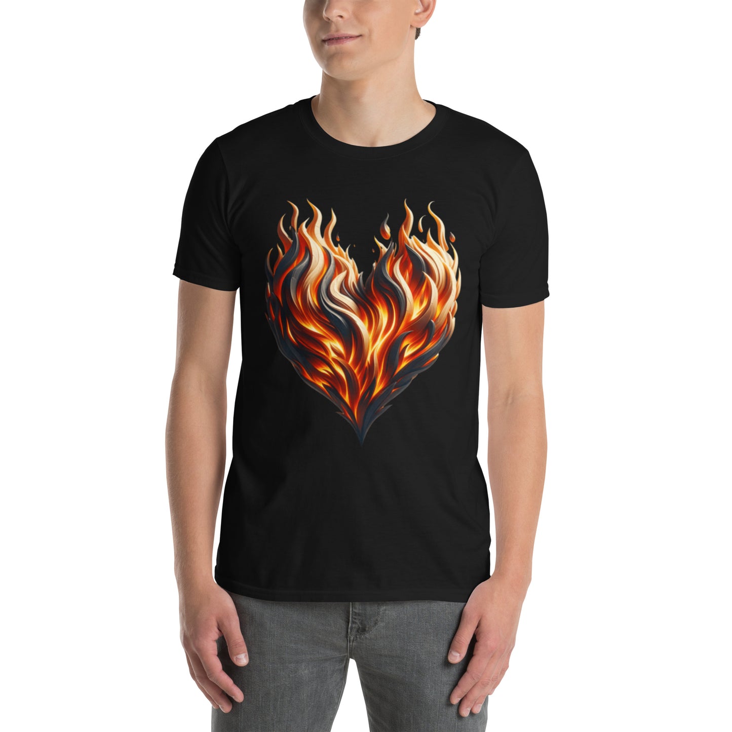 Flaming Heart Love Valentine's Day Short-Sleeve Unisex T-Shirt