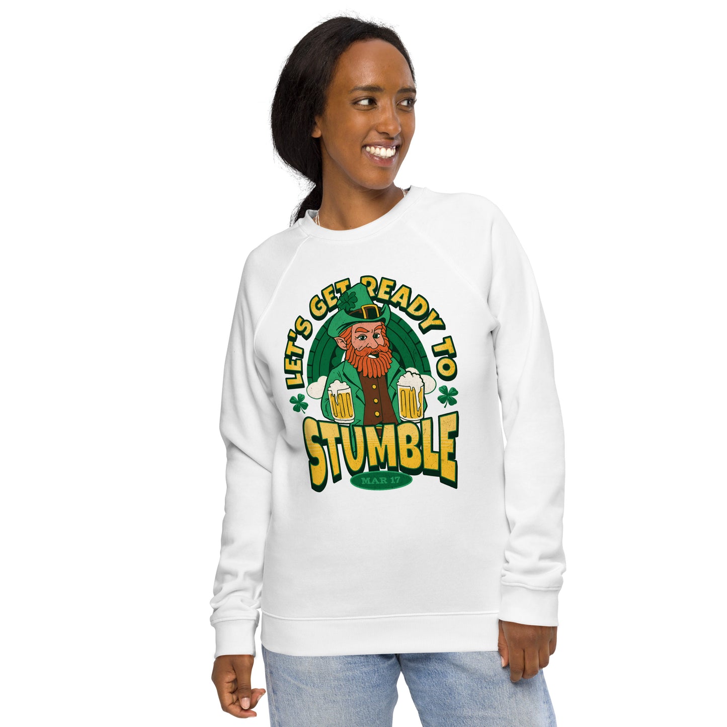 Let's Get Ready to Stumble St. Patrick's Day Unisex organic raglan sweatshirt