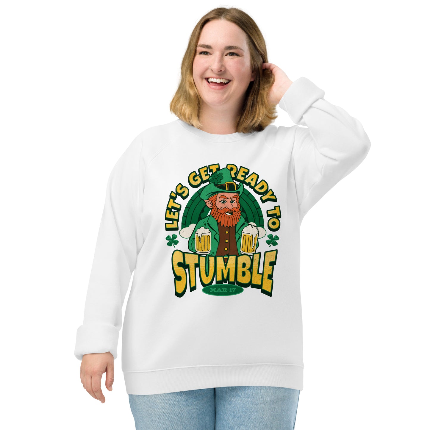 Let's Get Ready to Stumble St. Patrick's Day Unisex organic raglan sweatshirt