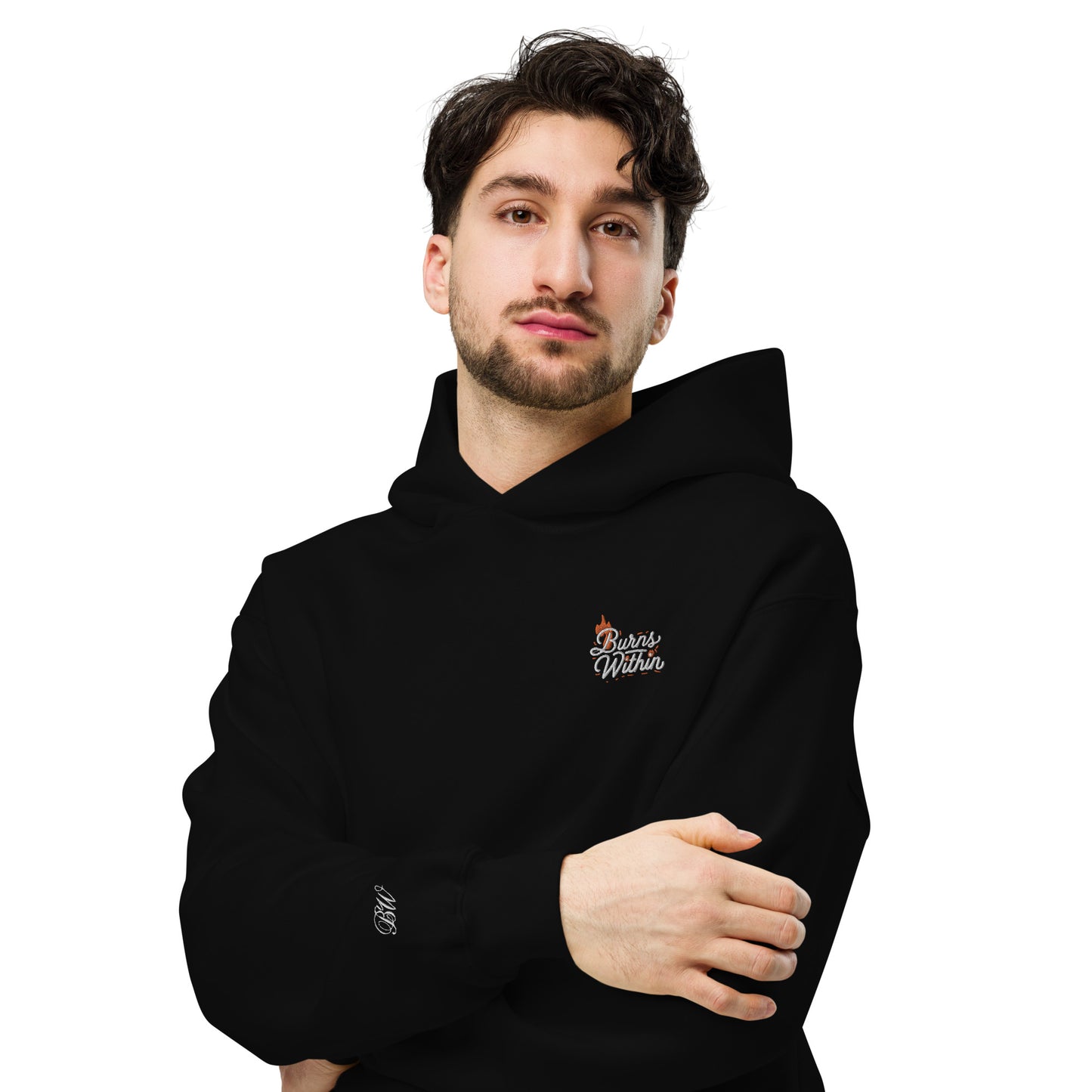 Burns Within Flaming B Embroidered Unisex oversized hoodie