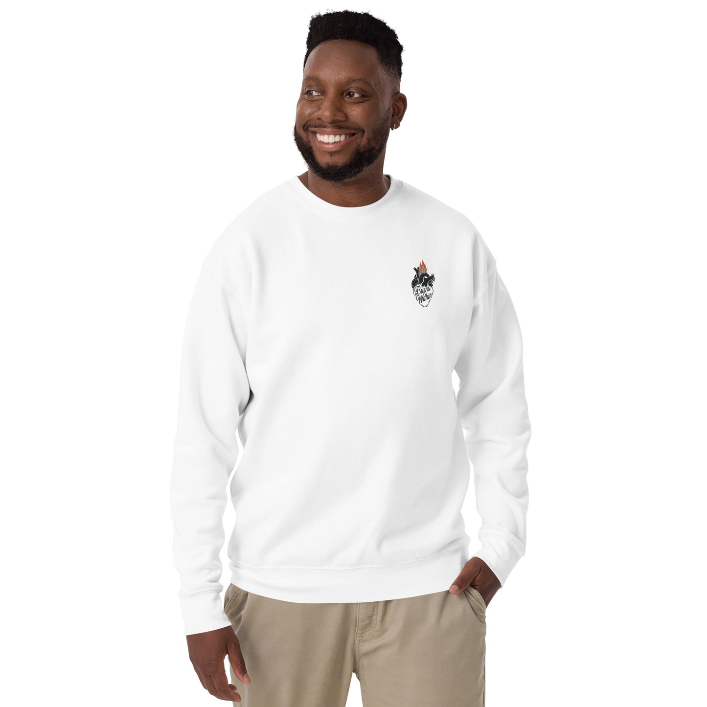 Burning Heart Embroidered Unisex Premium Sweatshirt